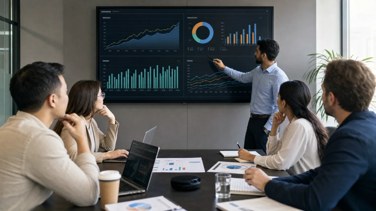 Ecommerce growth team reviewing performance dashboard for Amazon agency versus in-house analysis