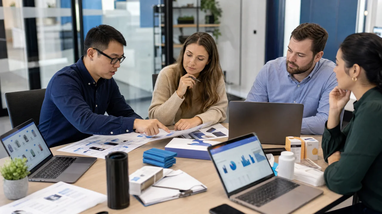 Ecommerce operations team planning catalog and advertising execution for Walmart Marketplace