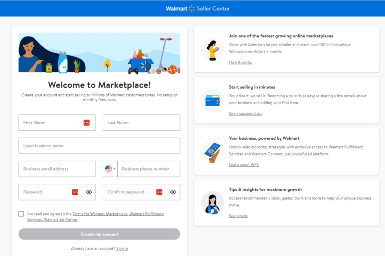 Signup to sell on walmart